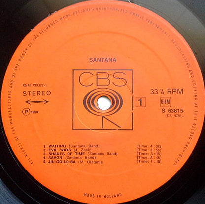 Santana : Santana (LP, Album, RE)