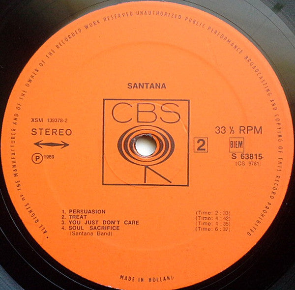 Santana : Santana (LP, Album, RE)