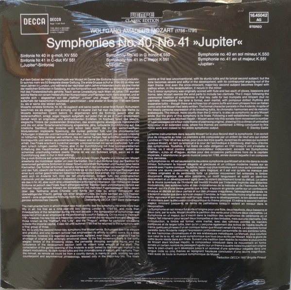 Wolfgang Amadeus Mozart / New Philharmonia Orchestra / Carlo Maria Giulini : Symphonie Nr. 40 Und Symphonie Nr. 41 (LP, RE)
