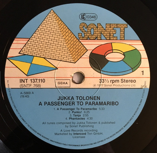 Jukka Tolonen : A Passenger To Paramaribo (LP, Album, RE)