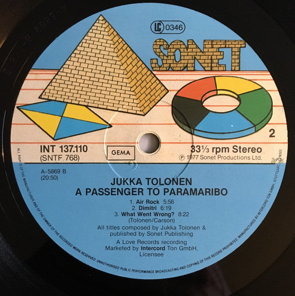 Jukka Tolonen : A Passenger To Paramaribo (LP, Album, RE)