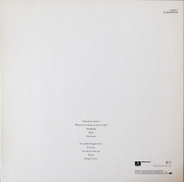 Pet Shop Boys : Actually (LP, Album, Club)