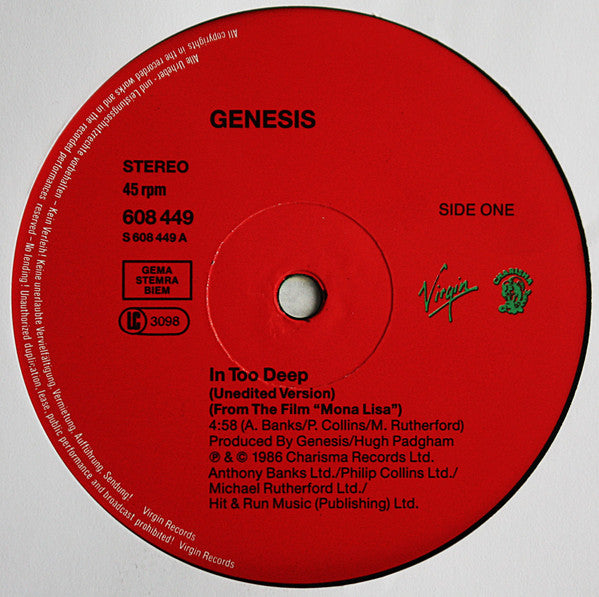 Genesis : Do The Neurotic / In Too Deep (12", Single)