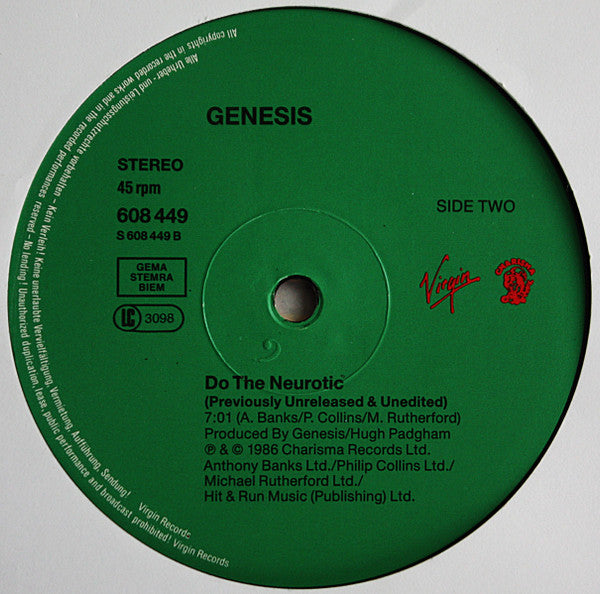 Genesis : Do The Neurotic / In Too Deep (12", Single)