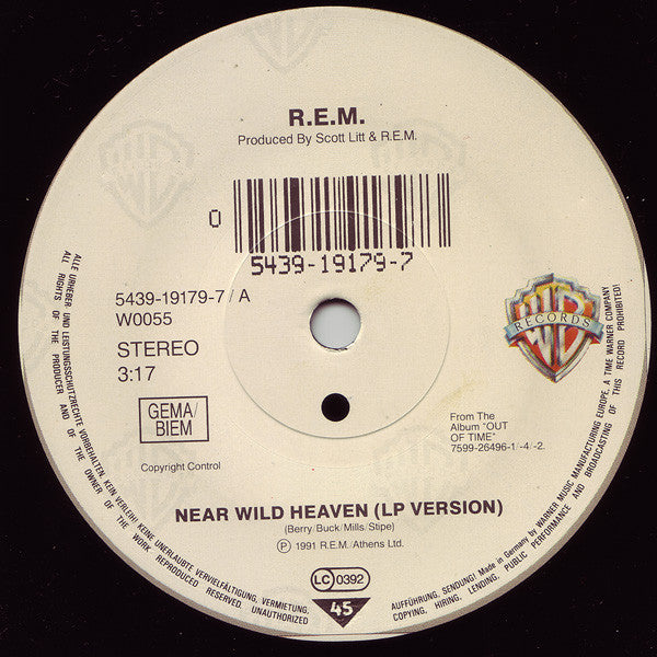 R.E.M. : Near Wild Heaven (7", Single, Sol)