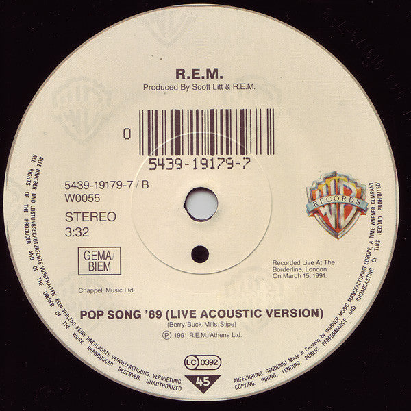 R.E.M. : Near Wild Heaven (7", Single, Sol)