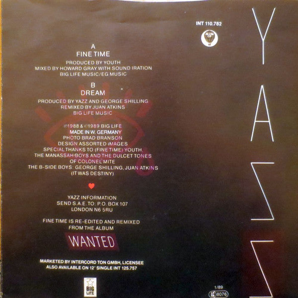 Yazz : Fine Time (7", Single, Ltd, Red)
