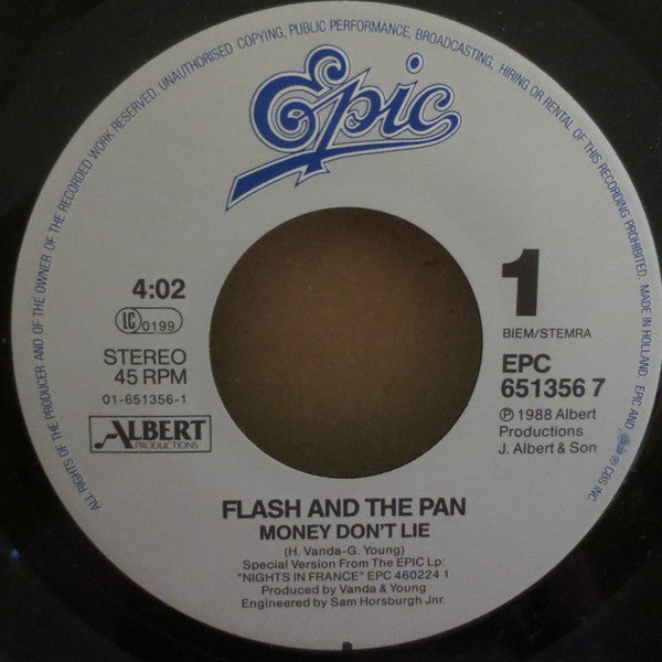 Flash And The Pan* : Money Dont Lie (7", Single)