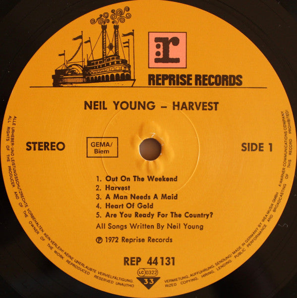 Neil Young : Harvest (LP, Album, RE, Gat)