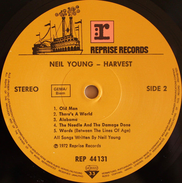 Neil Young : Harvest (LP, Album, RE, Gat)