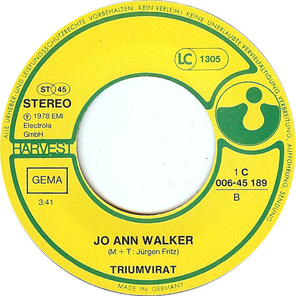 Triumvirat : Waterfall / Jo Ann Walker (7", Single)