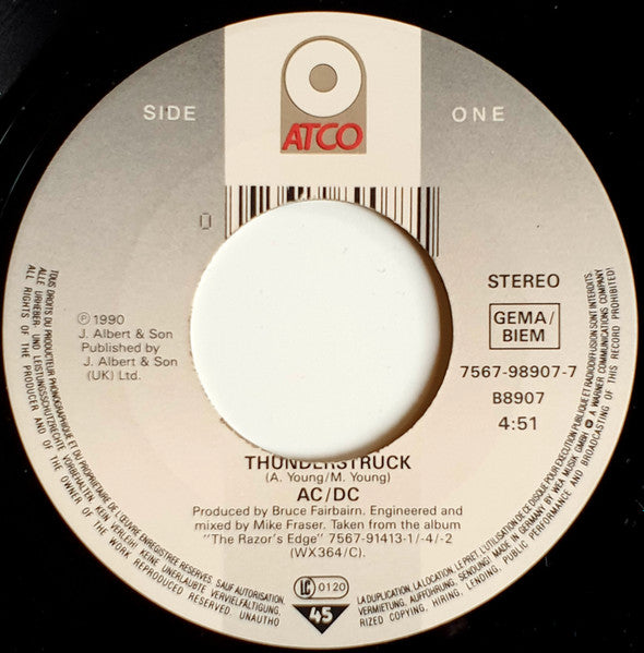 AC/DC : Thunderstruck (7", Single, Lar)