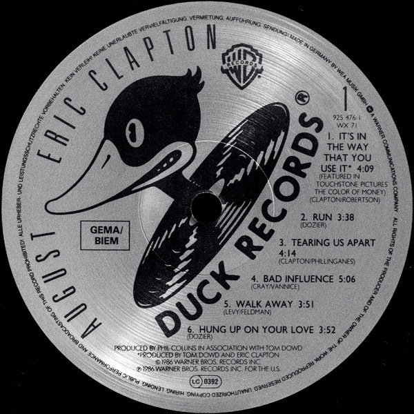 Eric Clapton : August (LP, Album, Gat)