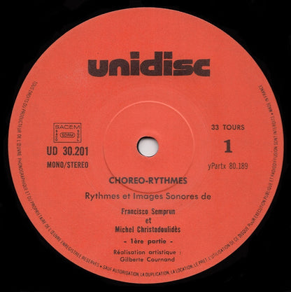 Francisco Semprun Et Michel Christodoulides : Choréo-Rythmes (LP, Album, RE)