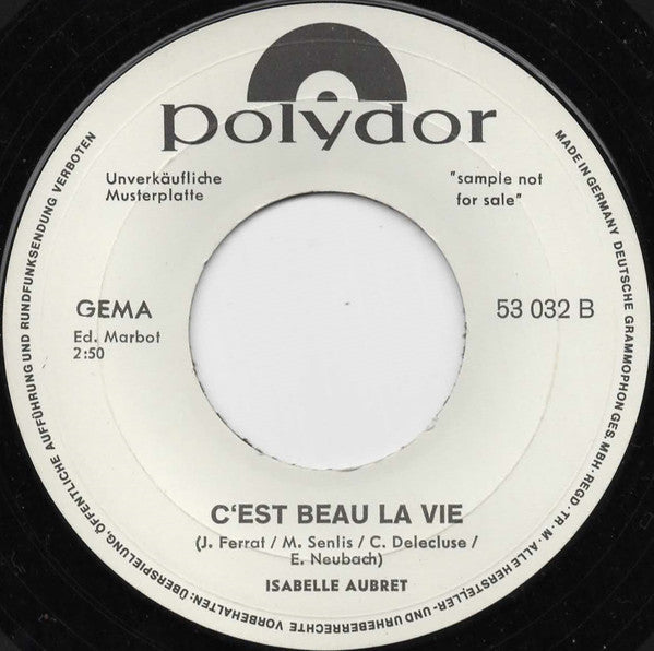 Isabelle Aubert* : Such Mich Dort, Wo Die Sonne Scheint (7", Single, Promo)