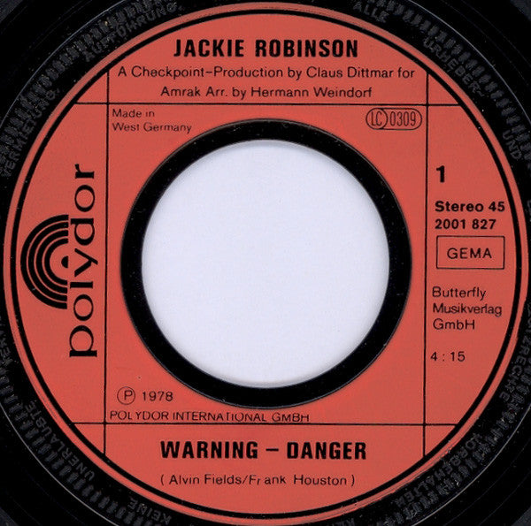 Jackie Robinson : Warning - Danger (7", Single)