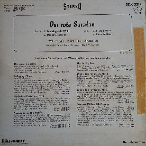 Werner Müller Und Sein Orchester : Der Rote Sarafan (7", EP)