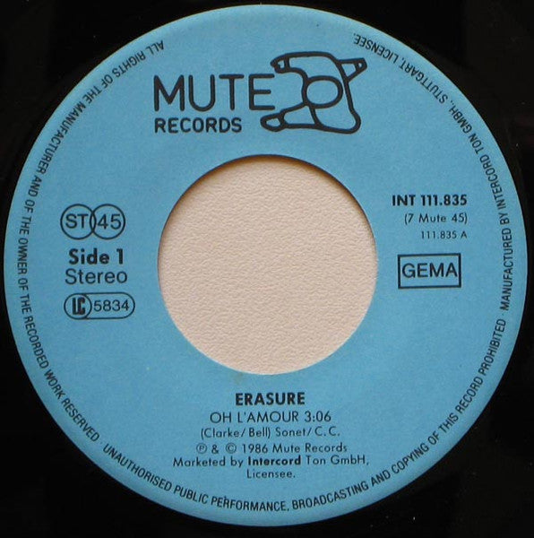 Erasure : Oh L'Amour (7", Single)