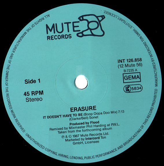 Erasure : It Doesn't Have To Be (12", Maxi)