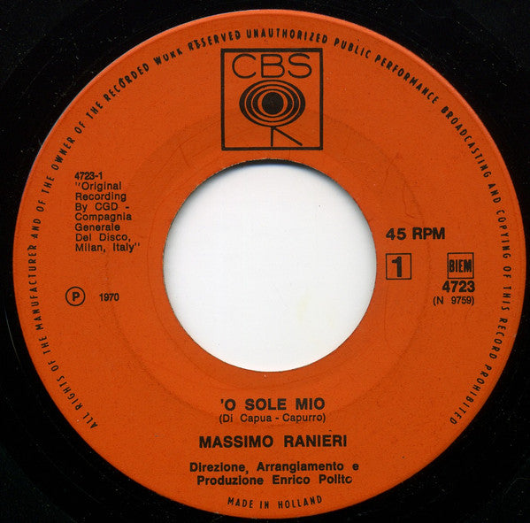 Massimo Ranieri : 'O Sole Mio  (7", Single)