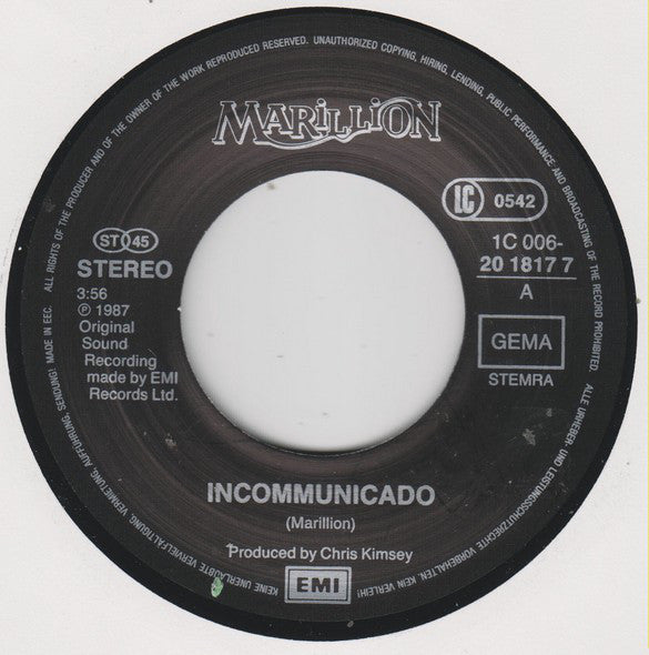 Marillion : Incommunicado (7", Single)