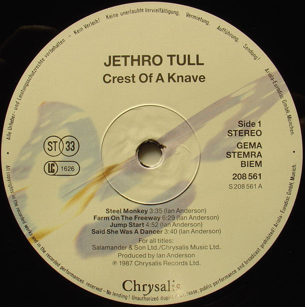Jethro Tull : Crest Of A Knave (LP, Album, Emb)