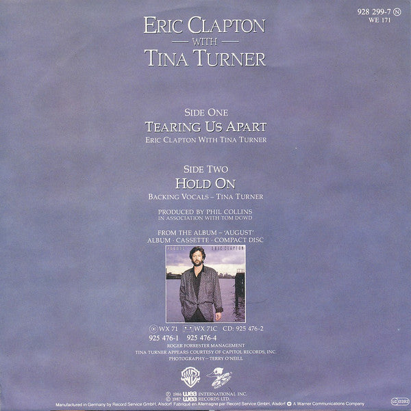 Eric Clapton with Tina Turner : Tearing Us Apart (7", Single)