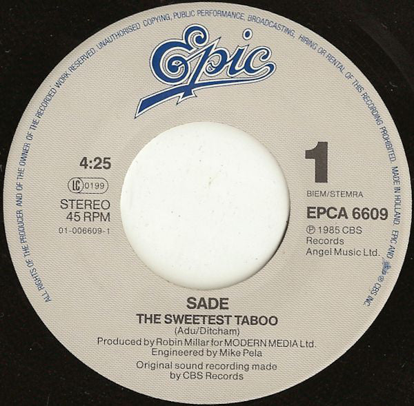 Sade : The Sweetest Taboo (7", Single)