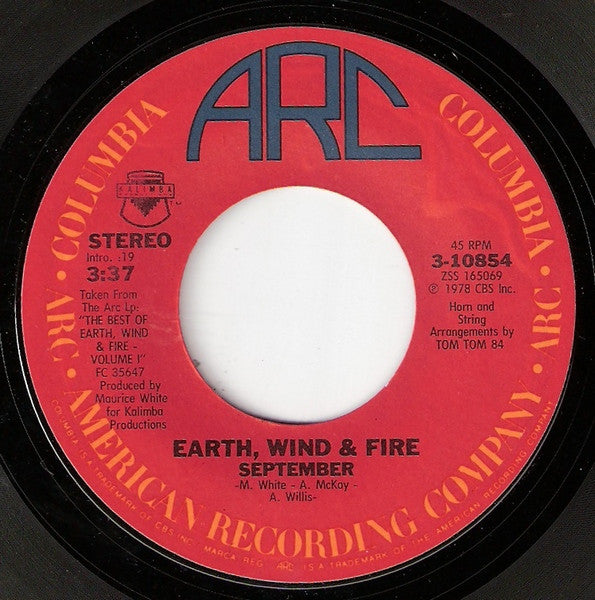 Earth, Wind & Fire : September (7", Single, Styrene, Pit)