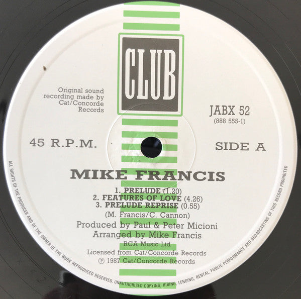 Mike Francis : Features Of Love (Extended Remixes) (12")