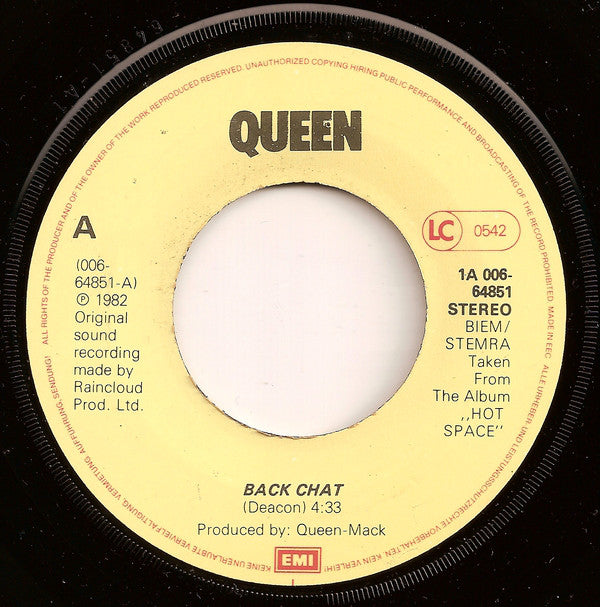 Queen : Back Chat (7", Single)