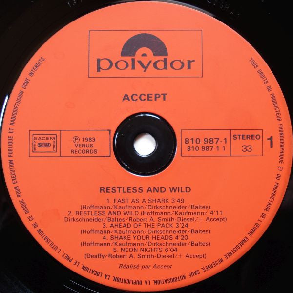 Accept : Restless And Wild (LP, Album)