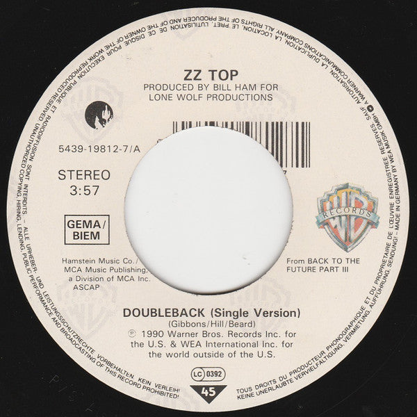 ZZ Top : Doubleback (7", Single, lar)