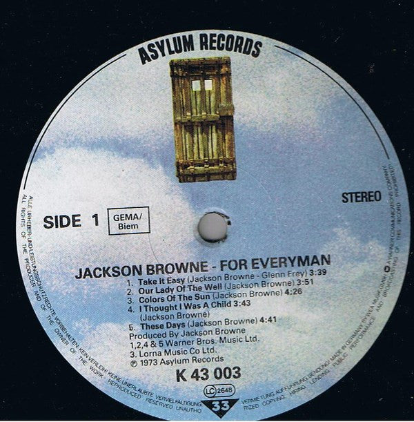 Jackson Browne : For Everyman (LP, Album, RE)