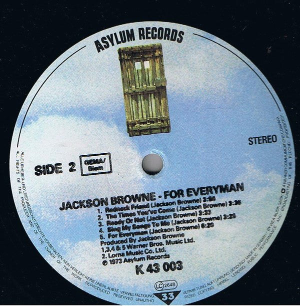Jackson Browne : For Everyman (LP, Album, RE)