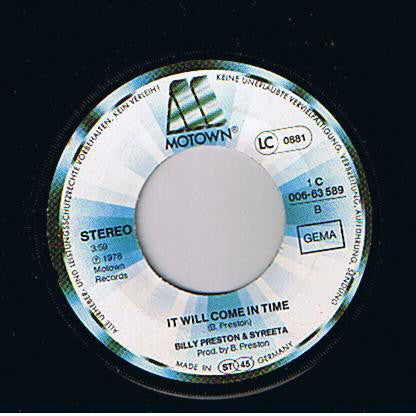 Billy Preston & Syreeta : With You I'm Born Again / It Will Come In Time (7", Single)