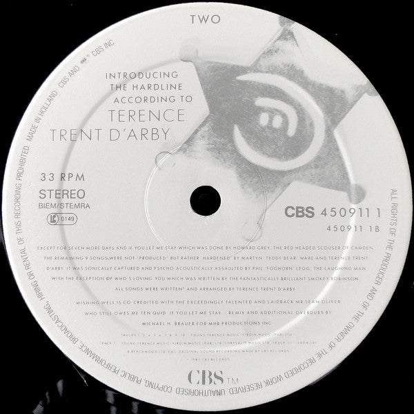 Terence Trent D'Arby : Introducing The Hardline According To Terence Trent D'Arby (LP, Album)