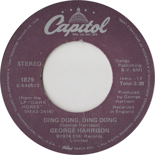 George Harrison : Ding Dong; Ding Dong / Hari's On Tour (Express) (7", Single, RE, Win)