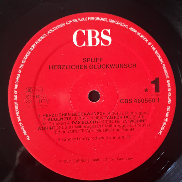 Spliff : Herzlichen Glückwunsch! (LP, Album, RE)