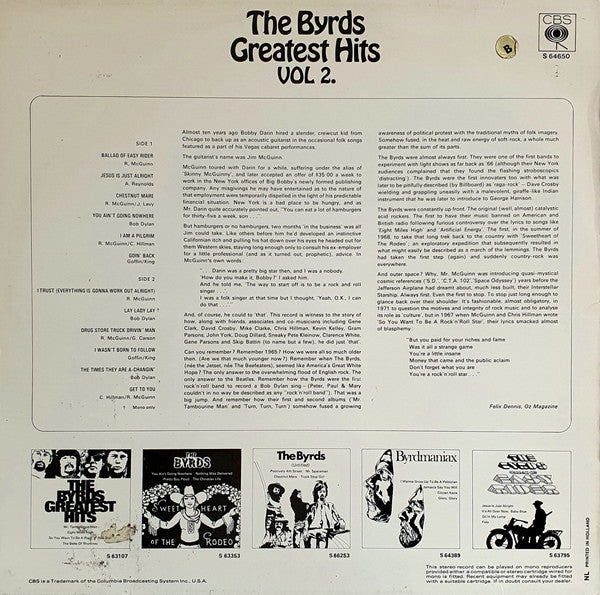 The Byrds : Greatest Hits Vol 2 (LP, Comp)