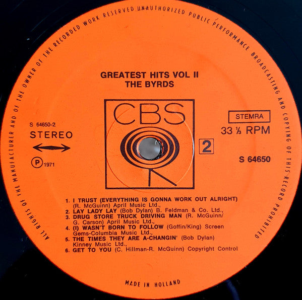The Byrds : Greatest Hits Vol 2 (LP, Comp)