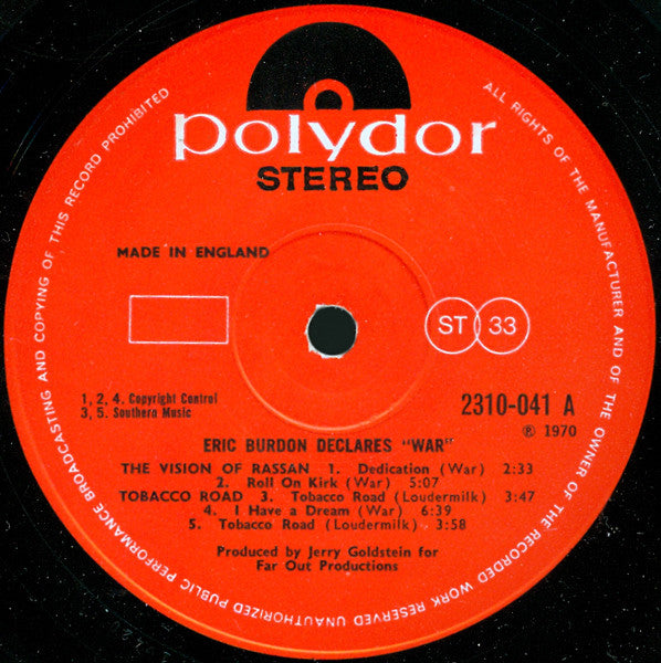 Eric Burdon & War : Eric Burdon Declares "War" (LP, Album)