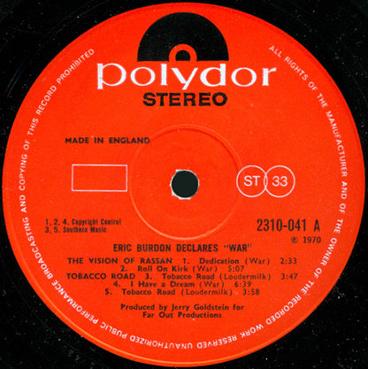 Eric Burdon & War : Eric Burdon Declares "War" (LP, Album)