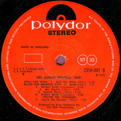 Eric Burdon & War : Eric Burdon Declares "War" (LP, Album)