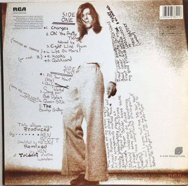 David Bowie : Hunky Dory (LP, Album, RE)