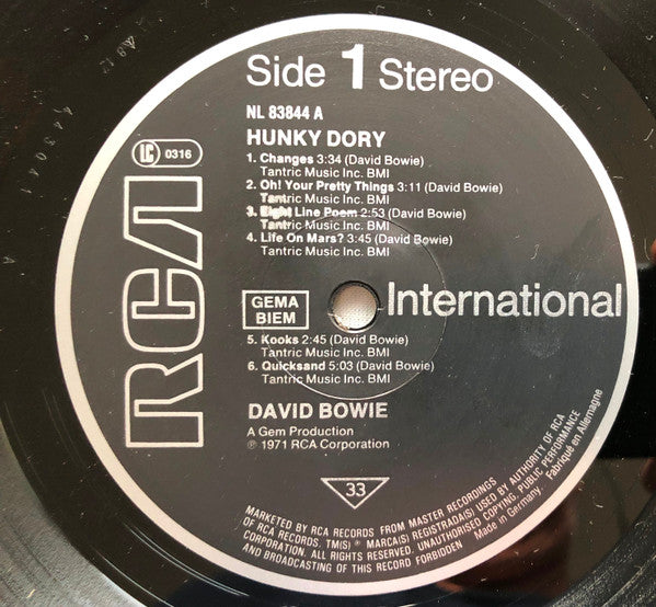 David Bowie : Hunky Dory (LP, Album, RE)