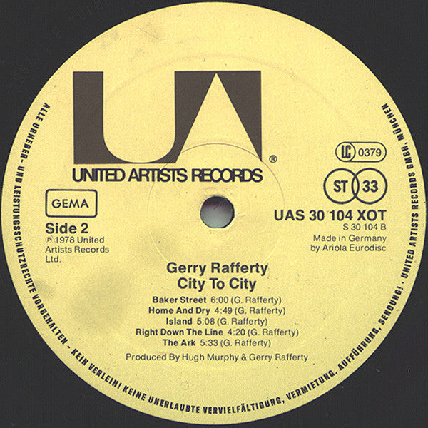 Gerry Rafferty : City To City (LP, Album, Red)