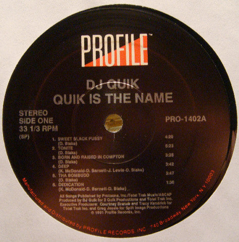 DJ Quik : Quik Is The Name (LP, Album)