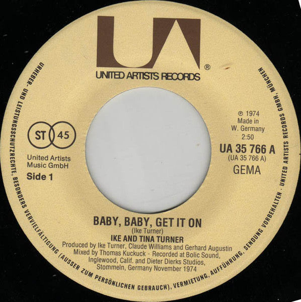 Ike & Tina Turner : Baby, Baby, Get It On (7", Single)
