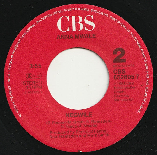 Anna Mwale : Touch Sensitive (7", Single)
